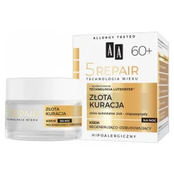 AA Technologia Wieku 5Repair Złota Kuracja 60+, krem regenerująco-odbudowujący na noc, 50 ml