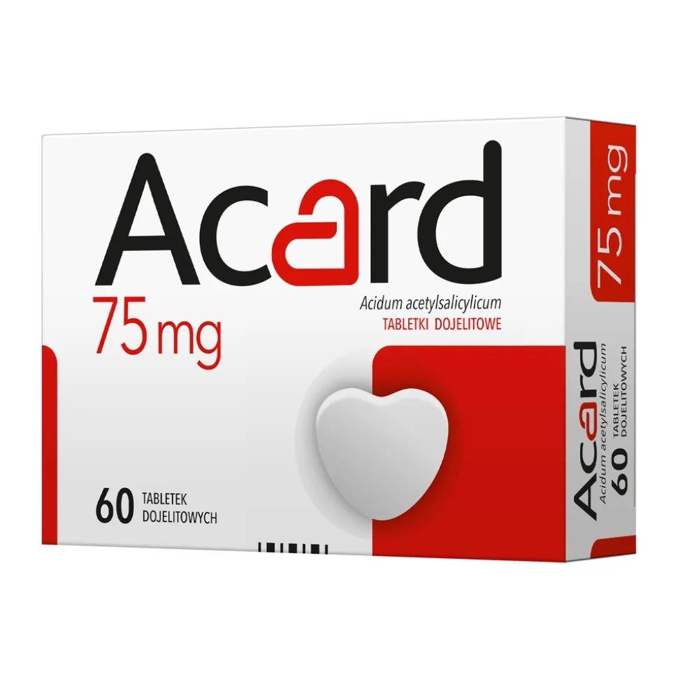 Acard, 75 mg, tabletki dojelitowe powlekane, 60 szt.