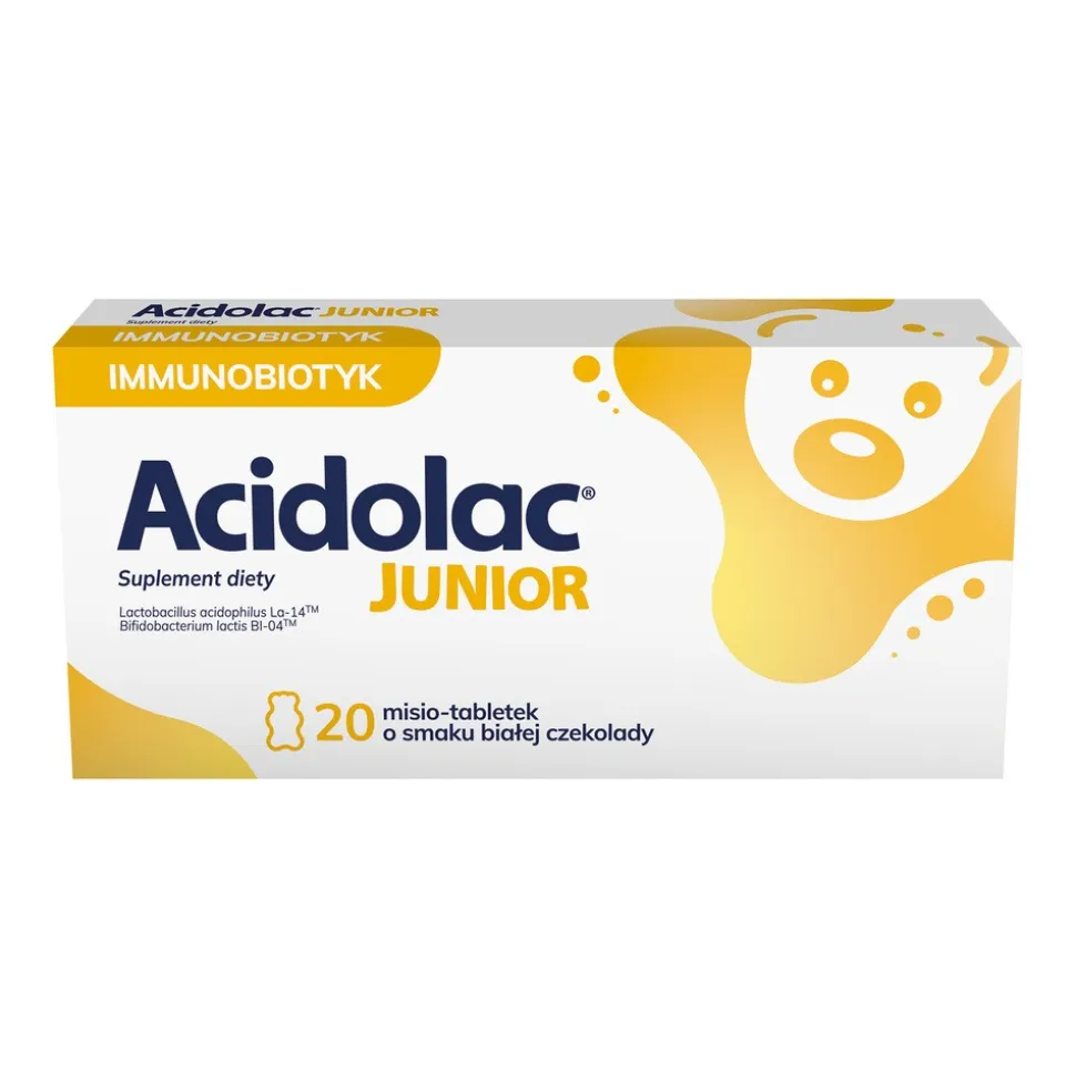 Acidolac Junior, misio-tabletki, smak białej czekolady, 20szt.