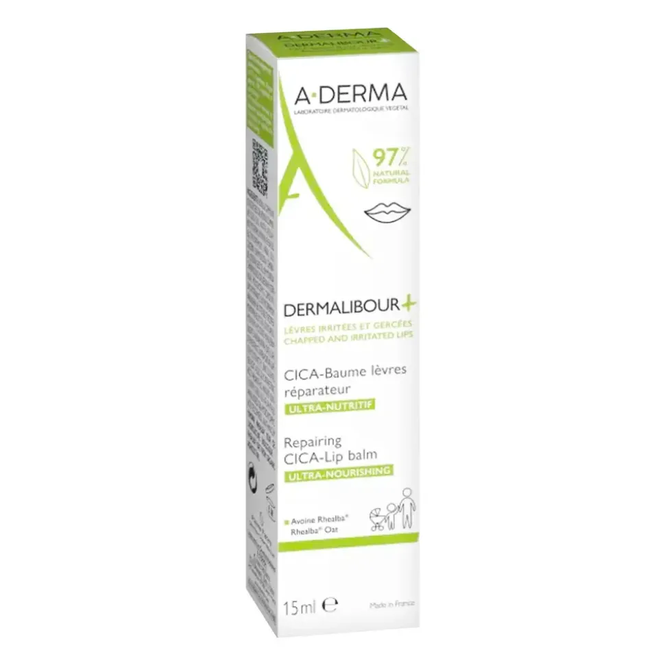 Aderma Dermalibour+ CICA, regenerujący balsam do ust, 15 ml