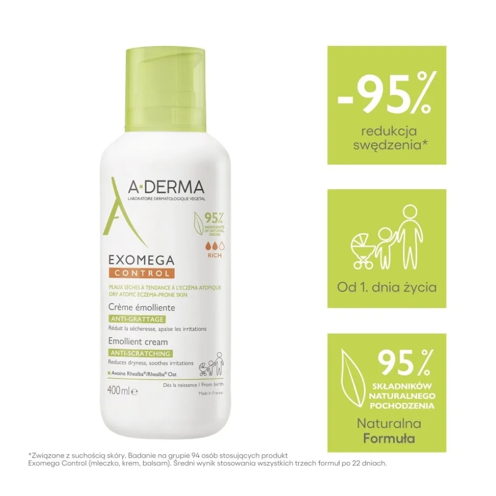 Aderma Exomega Control, krem emolient, 400 ml