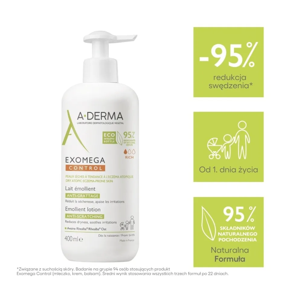 Aderma Exomega Control, mleczko emolient, 400 ml