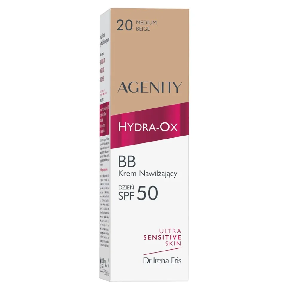 Agenity Hydra-Ox, nawilżający krem BB z SPF 50, 20 medium beige, 30 ml