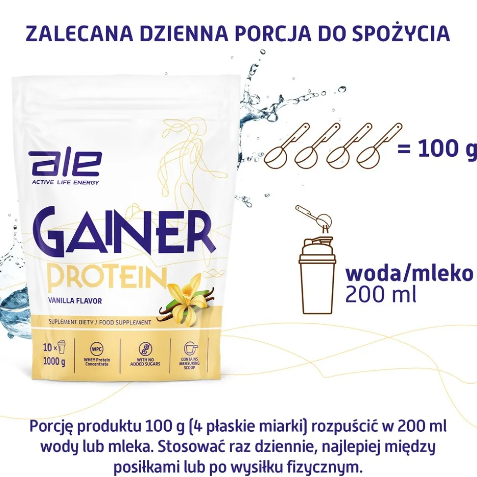ALE Gainer Protein Vanilla Flavor, proszek, 1000 g