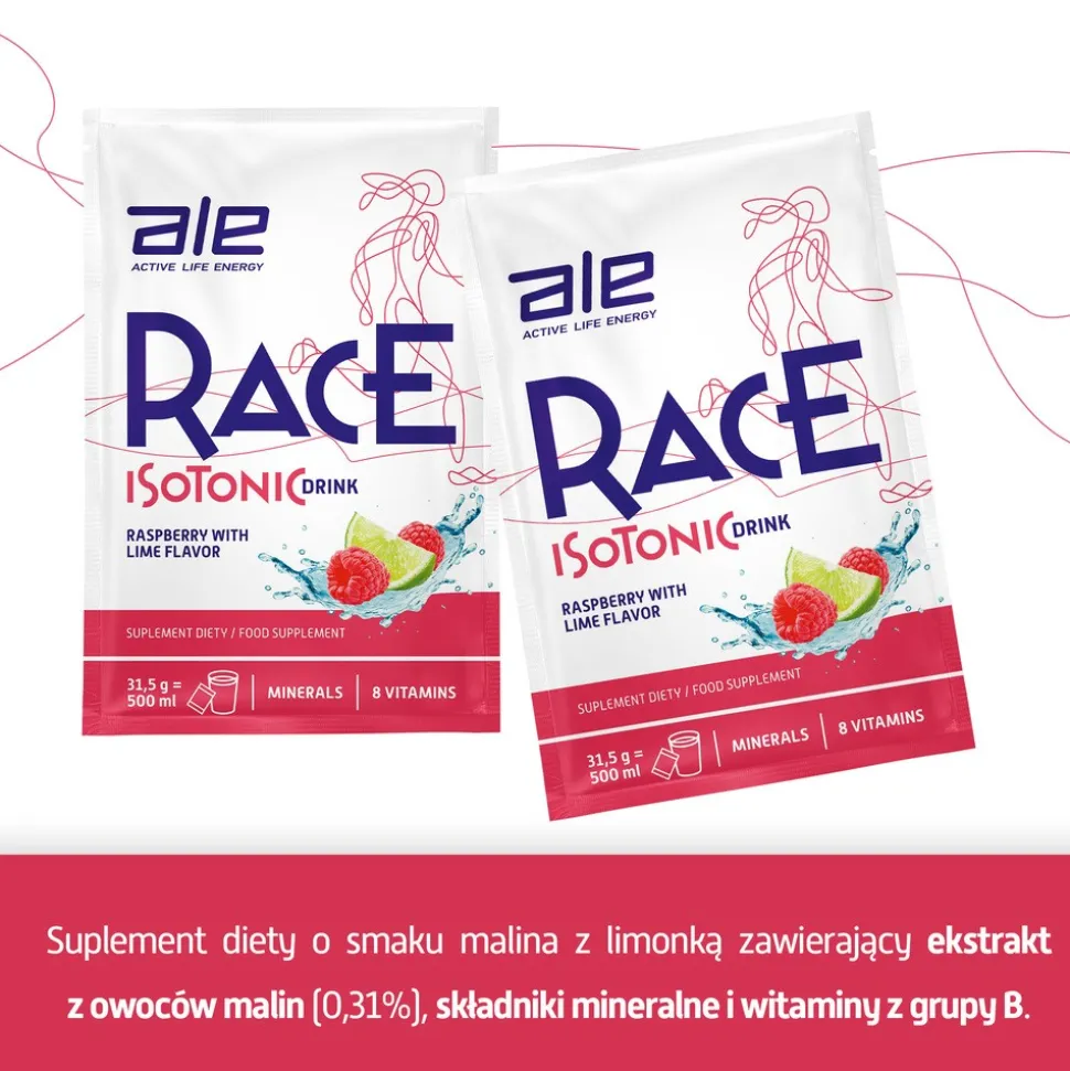 Ale Race Isotonic Drink Raspberry & Lime Flavor, proszek, 31,5 g