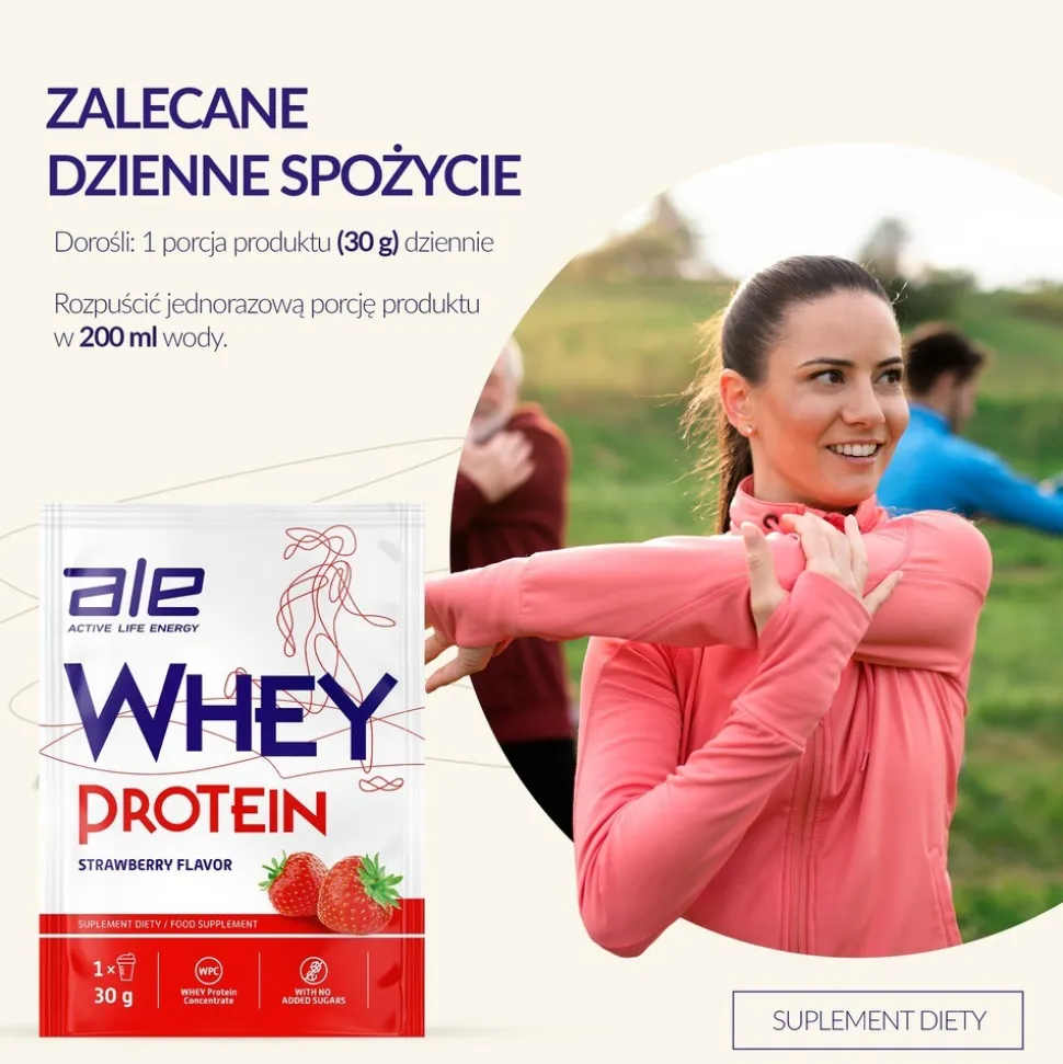 ALE Whey Protein Strawberry Flavor, proszek, 30 g