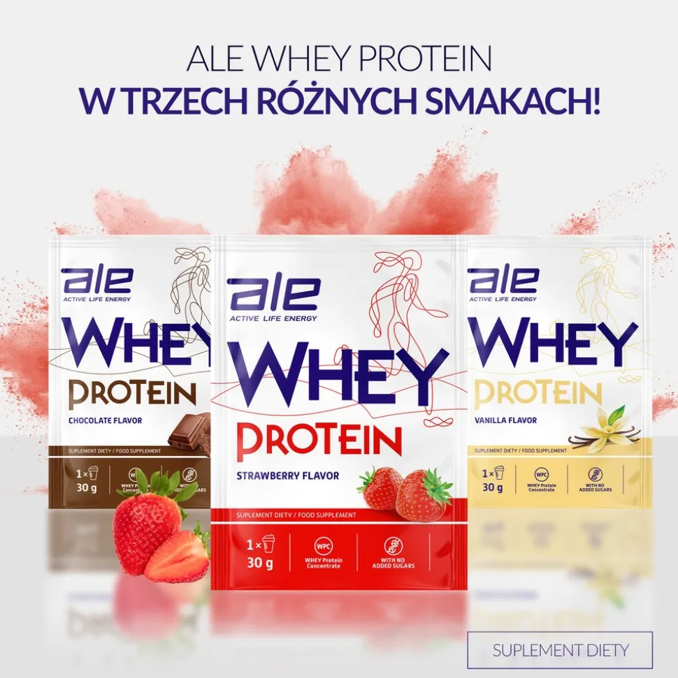 ALE Whey Protein Strawberry Flavor, proszek, 30 g