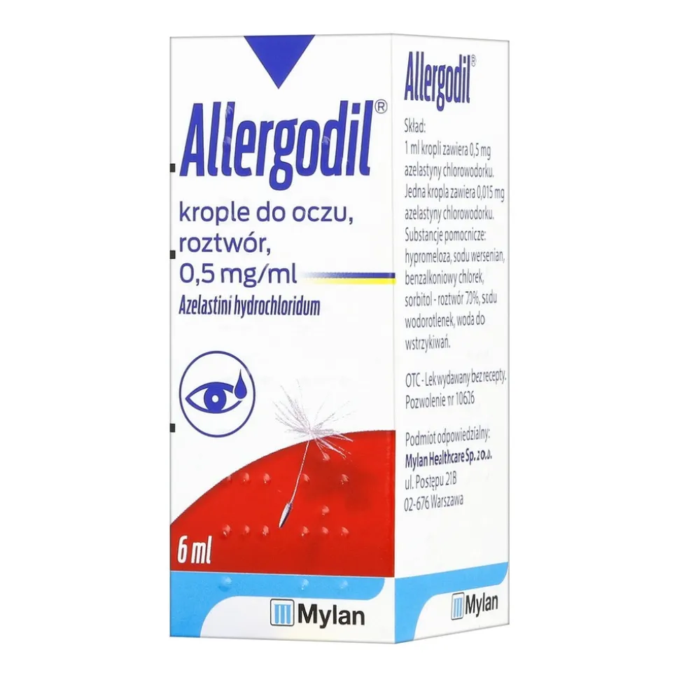 Allergodil, 0,5 mg /ml, krople do oczu, 6 ml