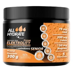 ALLHydrate Elektrolity Senior + aminokwasy Orange, proszek, smak pomarańczowy, 300 g