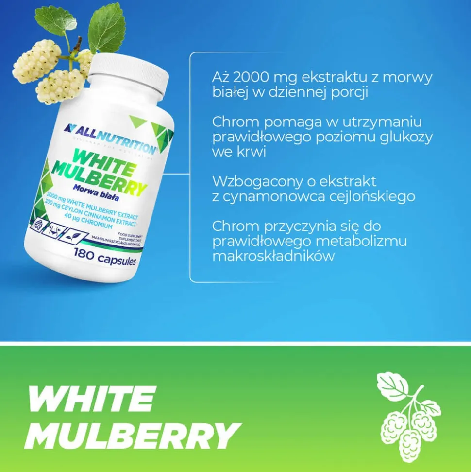 Allnutrition White Mulberry Morwa biała, kapsułki, 180 szt.