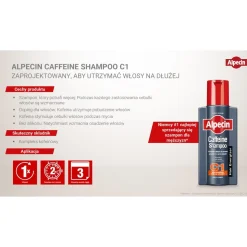 Alpecin Caffeine Shampoo C1, szampon kofeinowy stymulujący wzrost włosów, 250 ml