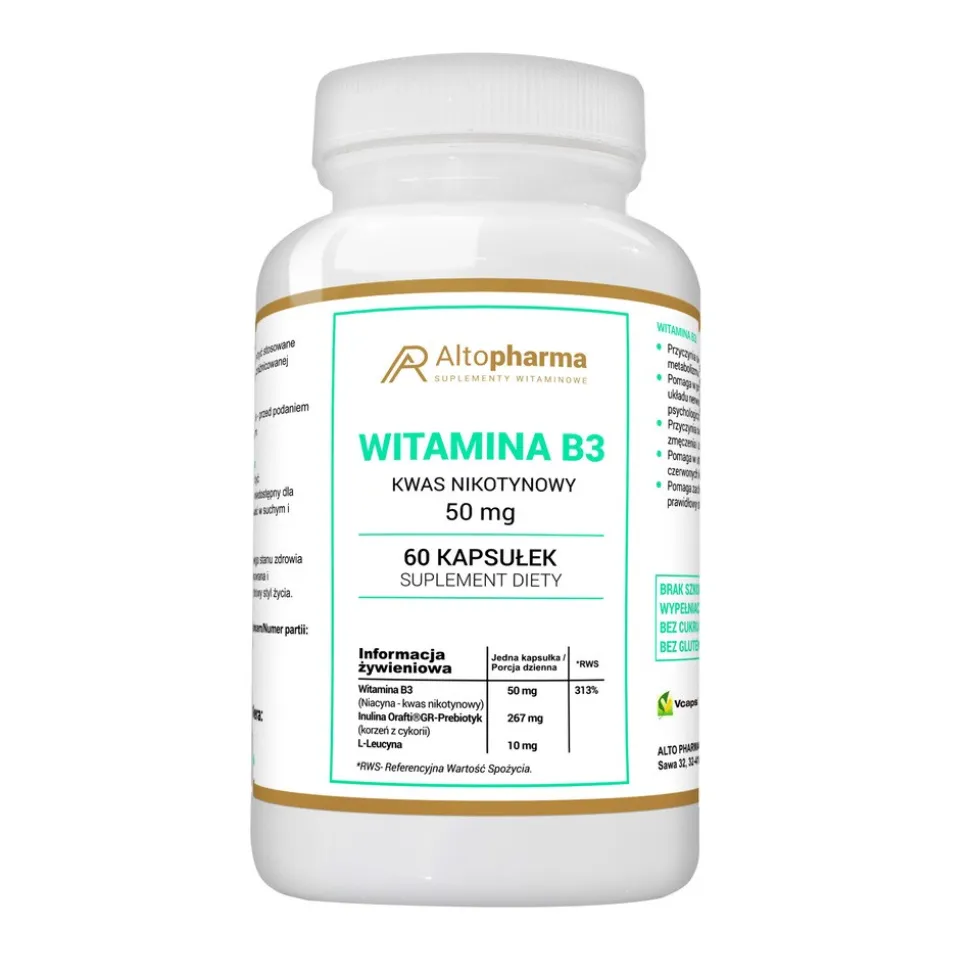 Alto Pharma Witamina B3 Kwas Nikotynowy 50 mg, kapsułki, 60 szt.