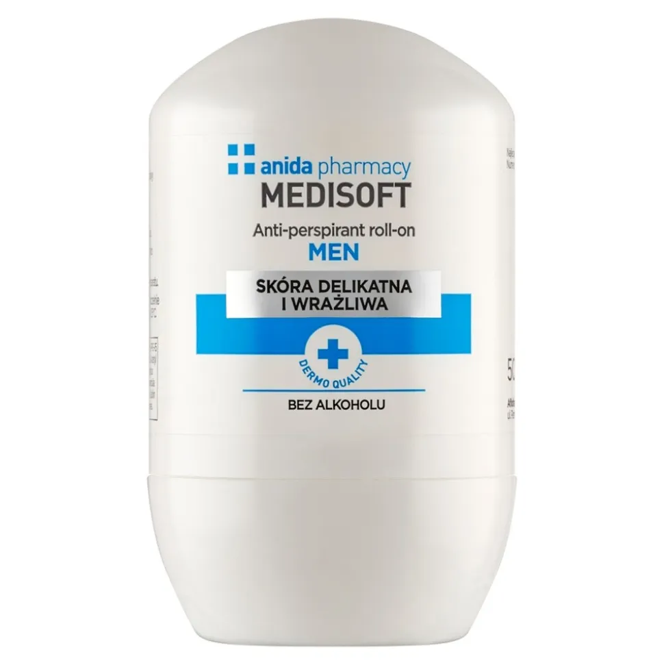 Anida Medi Soft Men, antyperspirant roll-on, do skóry delikatnej i wrażliwej, 50 ml
