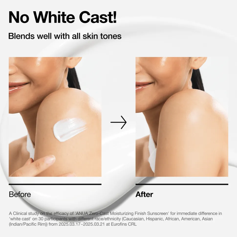 Anua Zero-Cast Moisturizing Finish Sunscreen, krem przeciwsłoneczny SPF 50, 50 ml