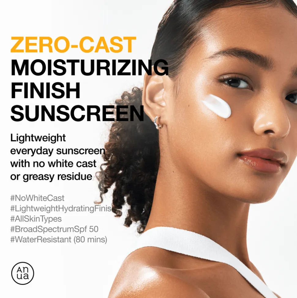 Anua Zero-Cast Moisturizing Finish Sunscreen, krem przeciwsłoneczny SPF 50, 50 ml