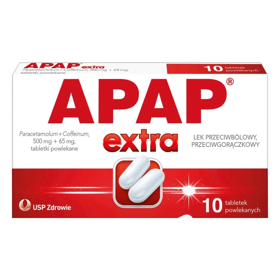 Apap Extra, 500 mg + 65 mg, tabletki powlekane, 10 szt.