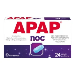 Apap Noc, 500 mg + 25 mg, tabletki powlekane, 24 szt.