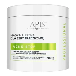 Apis Acne-Stop, maska algowa dla cery trądzikowej z bambusem, zieloną herbatą i czarnym błotem z Morza Martwego, 200 g