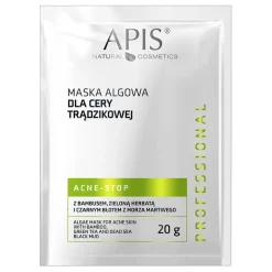 Apis Acne-Stop, maska algowa dla cery trądzikowej z bambusem, zieloną herbatą i czarnym błotem z Morza Martwego, 20 g