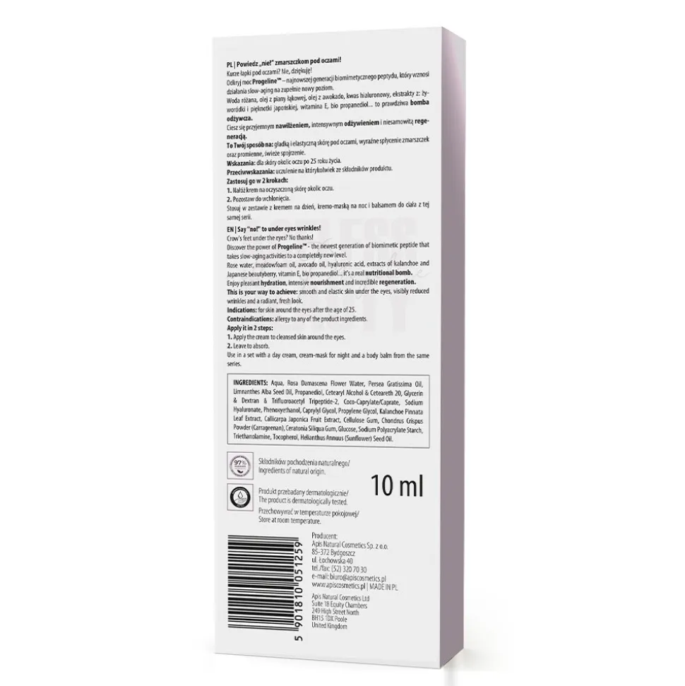 Apis Ageless Beauty with Progeline, biostymulujący krem pod oczy, 10 ml