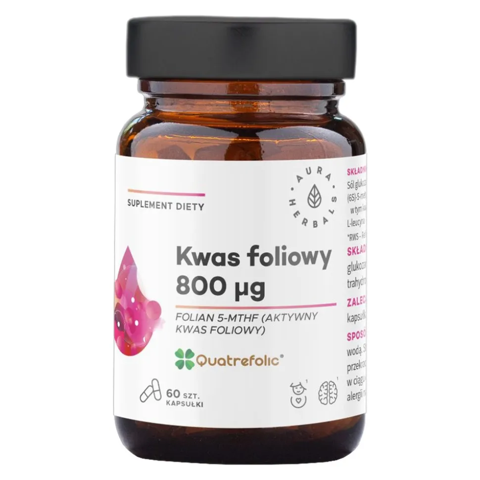 Aura Herbals Kwas foliowy 800 μg Quatrefolic, kapsułki, 60 szt.