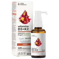 Aura Herbals Witamina D3 4000 IU + K2MK7 MCT-Oil, krople, 50 ml