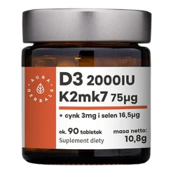 Aura Herbals Witamina D3 (2000IU) + K2mk7 + Cynk + Selen, tabletki, 90 szt.