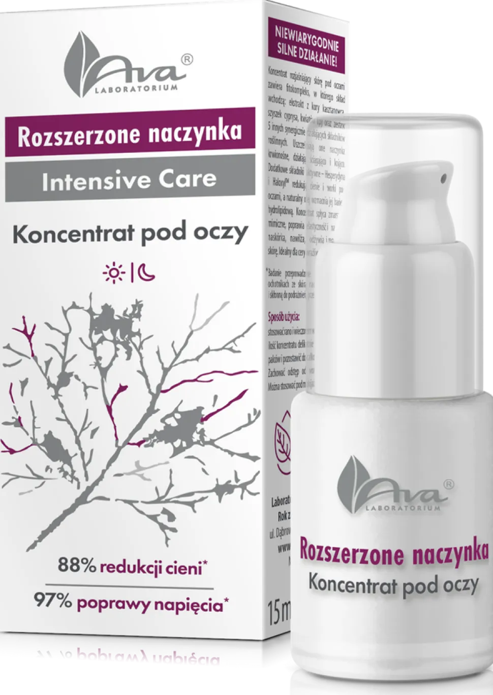 AVA Rozszerzone Naczynka, koncentrat pod oczy, 15 ml