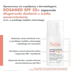 Avene Antirougeurs Rosamed, koncentrat nawilżający SPF 50+, 30 ml