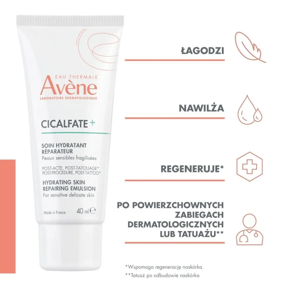 Avene Cicalfate+, emulsja nawilżająco - regenerująca, 40 ml