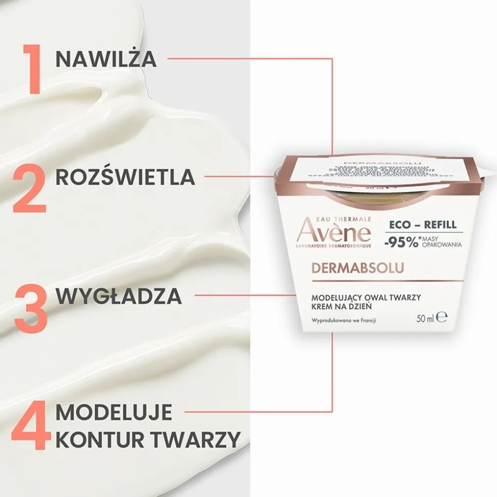 Avene DermAbsolu, krem na dzień modelujący owal twarzy, refill, 50 ml