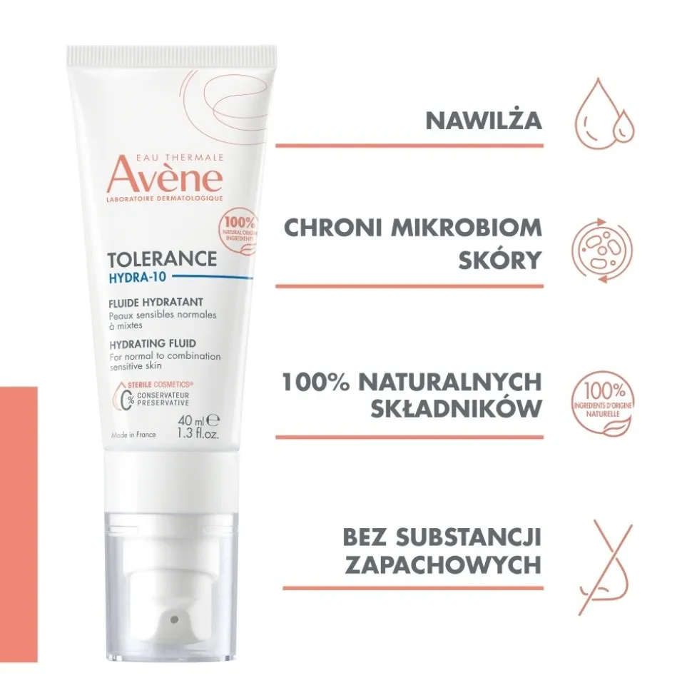 Avene Tolerance Hydra-10, fluid nawilżający, 40 ml