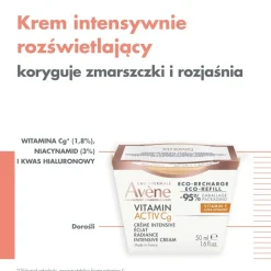 Avene Vitamin Activ Cg, krem intensywnie rozświetlający, uzupełnienie, 50 ml
