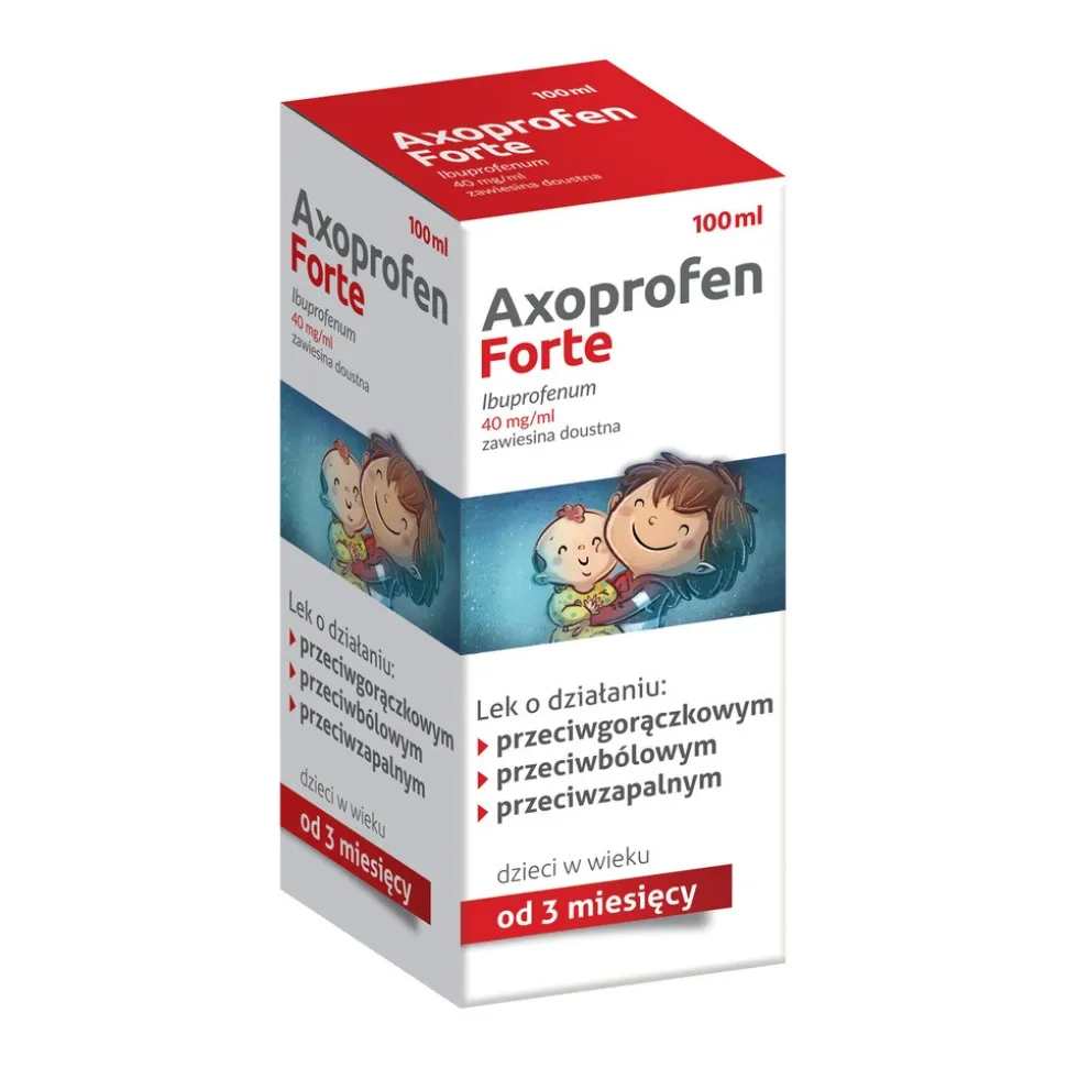 Axoprofen Forte, 40 mg/ml, zawiesina doustna,100ml, butelka+strzykawka doustna.