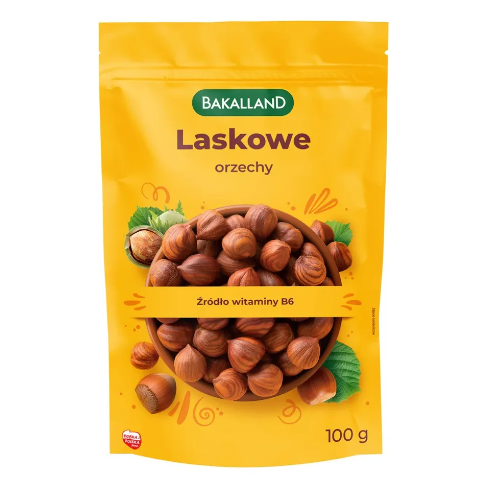 Bakalland, orzechy laskowe, łuskane, 100 g