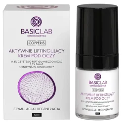 BasicLab Copperis, aktywnie wygładzający krem pod oczy na noc Stymulacja i Regeneracja, 18 ml
