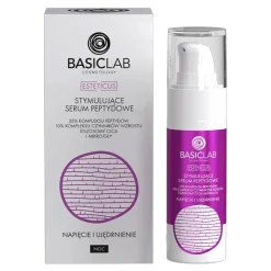 BasicLab Esteticus, stymulujące serum peptydowe do twarzy na noc Napięcie i Ujędrnienie, 30 ml