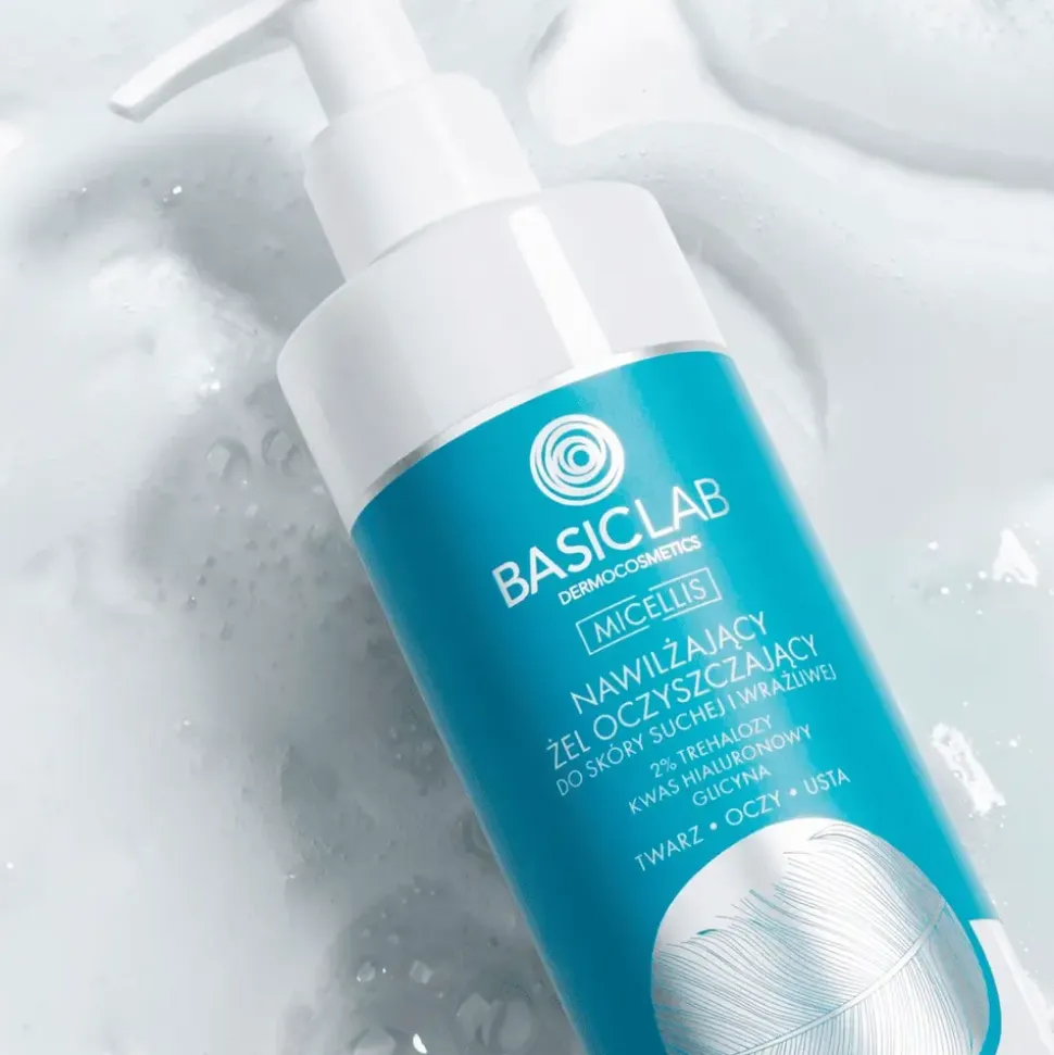 BasicLab Micellis, Nawilżający żel oczyszczający do skóry suchej i wrażliwej, 300 ml