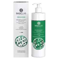 BasicLab Trichologis, seboregulujący szampon do tłustej i wrażliwej skóry głowy, 300 ml