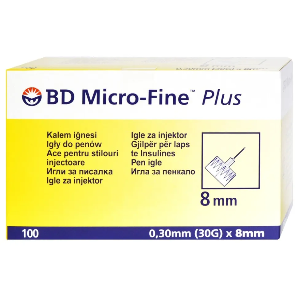 BD PEN igły, micro-fine plus, rozmiar 0,30 x 8 mm, 100 szt.
