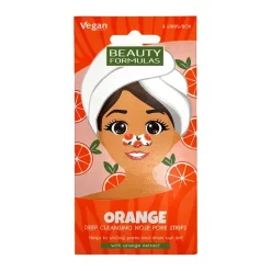 Beauty Formulas, głęboko oczyszczające paski na nos, pomarańcza, 6 szt.