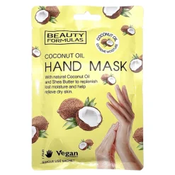 Beauty Formulas, maska na dłonie z olejem kokosowym, rękawiczki, 1 para