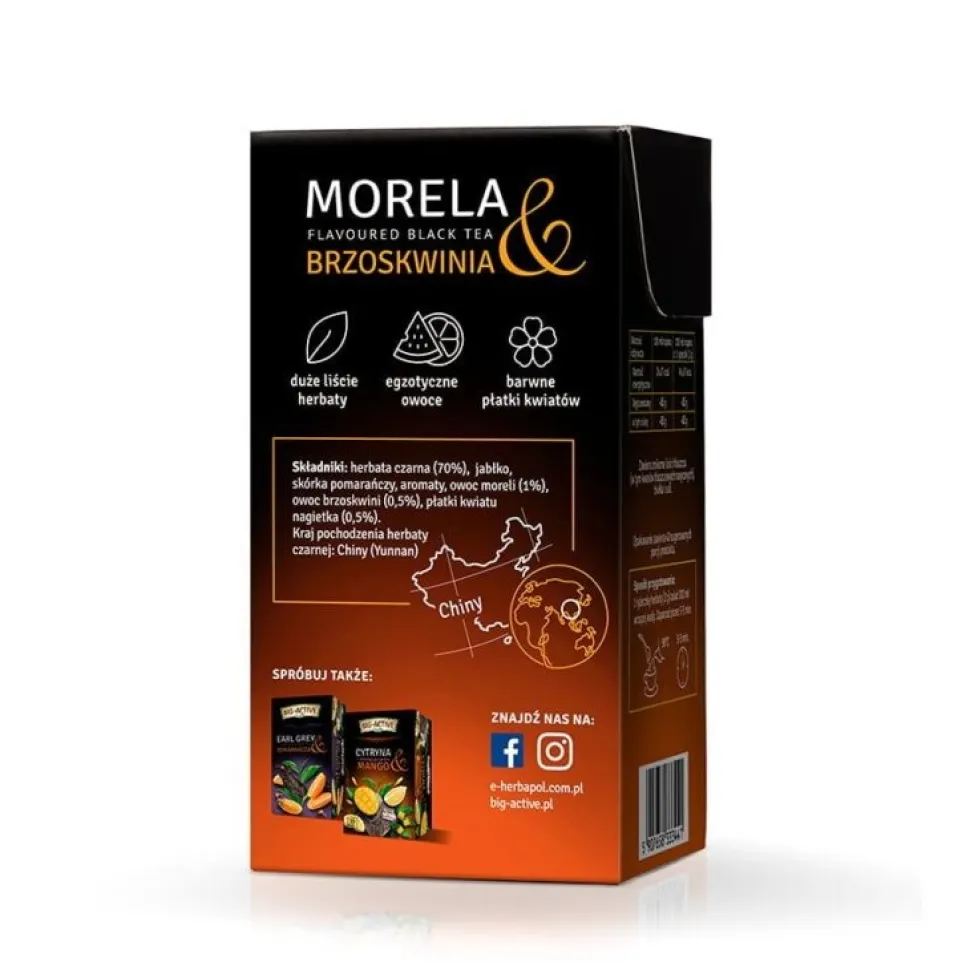 Big-Active, herbata czarna Morela & Brzoskwinia, 80 g