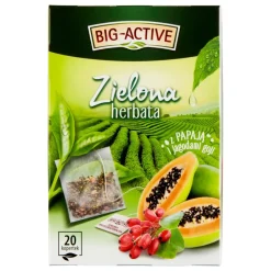 Big-Active, Zielona herbata w torebkach z papają i jagodami goji, 30 g (1,5 g x 20 szt.)