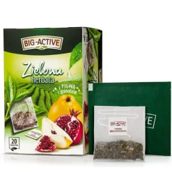 Big-Active, Zielona herbata w torebkach z pigwą i granatem, 30 g (1,5 g x 20 szt.)