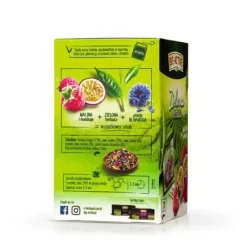 Big-Active, Zielona herbata w torebkach z maliną i marakują, 30 g (1,5 g x 20 szt.)