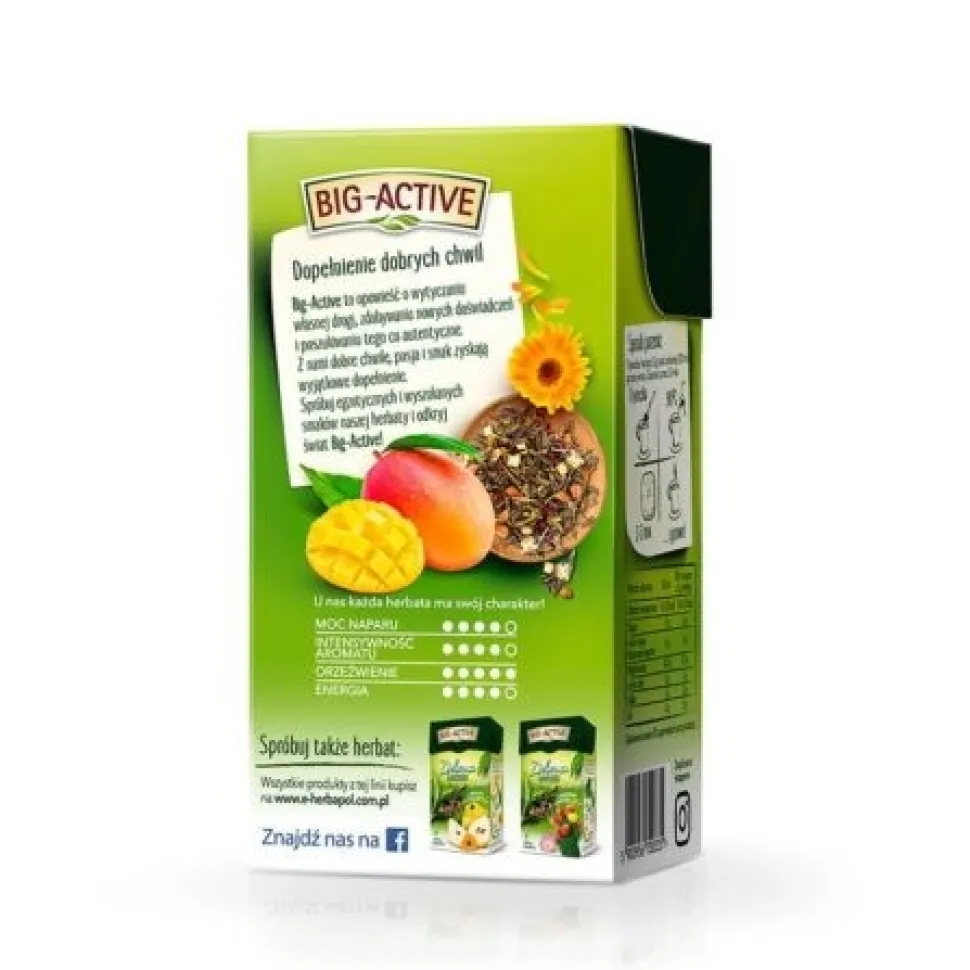 Big-Active, Zielona herbata z mango, liściasta, 100 g
