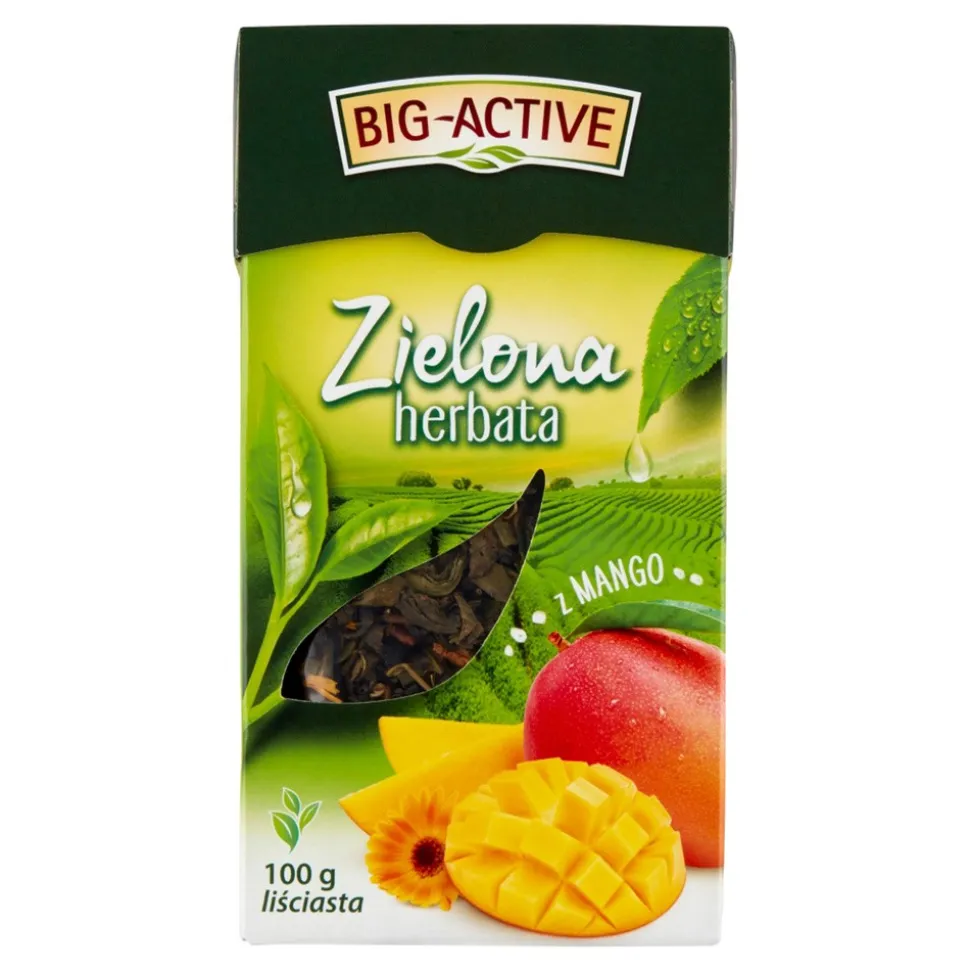 Big-Active, Zielona herbata z mango, liściasta, 100 g