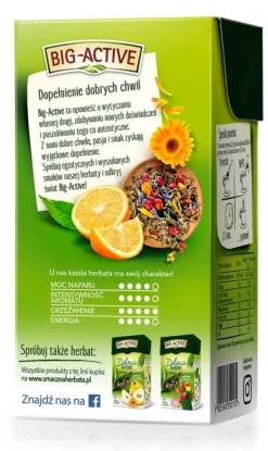 Big-Active, Zielona herbata z pomarańczą, liściasta, 100 g