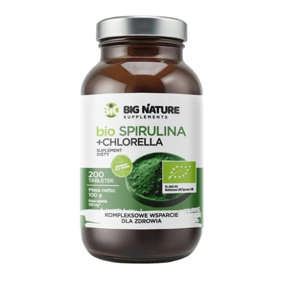 Big Nature Bio Spirulina + Chlorella, tabletki, 200 szt.